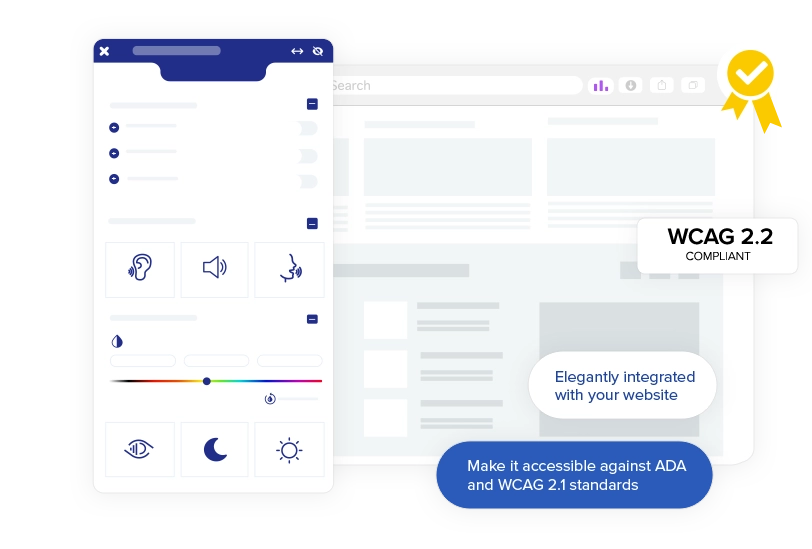 WCAG 2.2 compliant accessibility features for websites.
