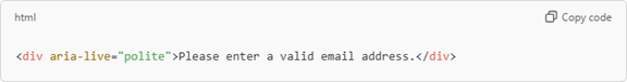 HTML code for an error messages div.