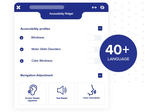 accessibility widget menu with 40+ languages