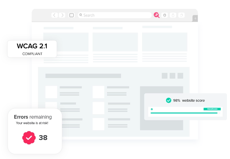 Computer screen with accessibility score and errors icons
