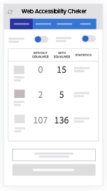 Web Accessibility Checker interface with statistics.
