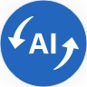Graphic of "AI" with arrows.