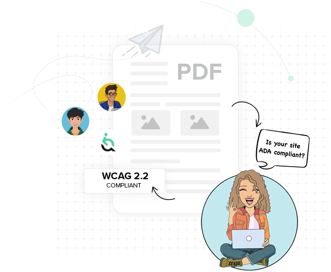 PDF with text: "WCAG 2.2 COMPLIANT," "Is your site ADA compliant?"