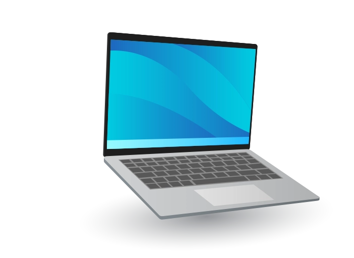 Laptop illustration with a blue screen.