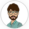 Cartoon avatar with glasses and beard.
