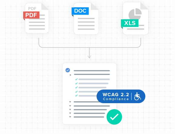 PDF, DOC, XLS files converting to WCAG 2.2 compliant document.