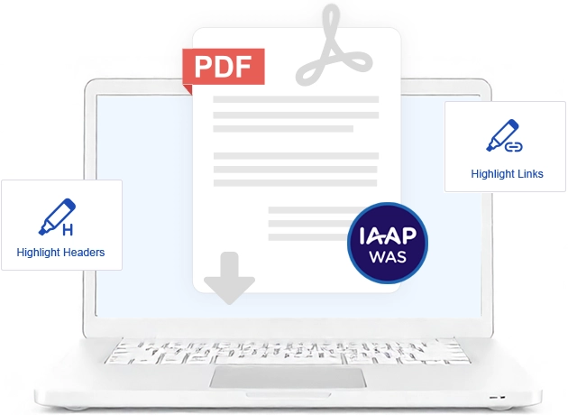 Laptop with PDF and IAAP WAS badge.