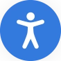 Graphic figure of a person in circle.