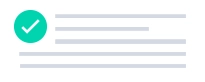 A check mark with lines indicating text.
