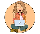 Smiling woman sitting with laptop