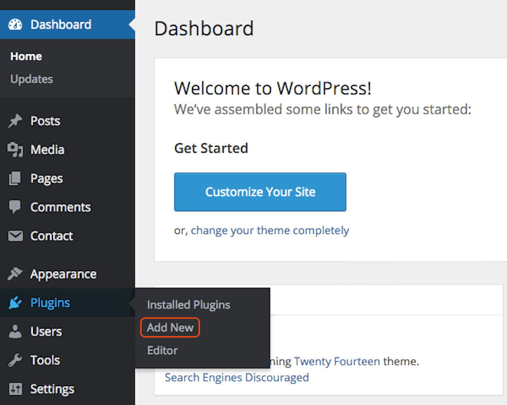 dashboard screebshoot of WordPress