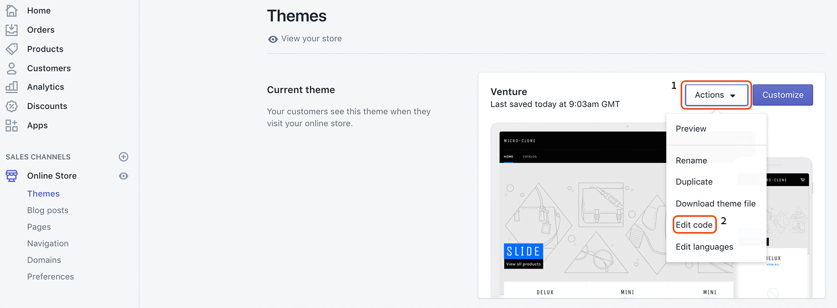 Online store screenshot at Shopify platform
