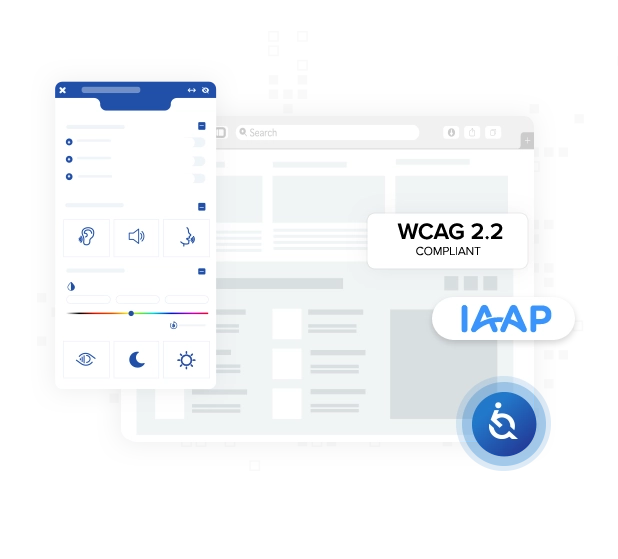 Widget menu and browser with WCAG 2.2 compliant and IAAP logo