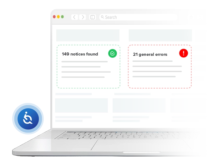 Laptop displaying text that reads 149 notices found and 21 general errors